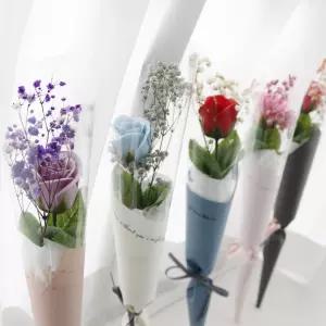 머치솝플라워 장미 꽃 한송이 레드 비누꽃 프리저브드 안개 꽃다발 교회 졸업 재롱잔치 행사