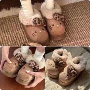 모든픽 헬로키티 호피털 슬리퍼 부츠 실내화 여성 레오파드