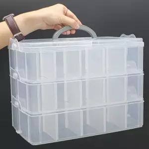 칸분리 적층형 소품정리함 대형 반투명 3단 보관함 장난감