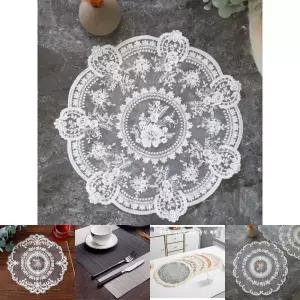 054 원형 플라워 협탁 레이스 31cm/테이블커버/빈티지테이블보/빈티지식탁보/패브릭커버/식탁보용품/테이블