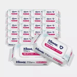 크리넥스 소독티슈 알콜 세정 살균 티슈 차량용 물티슈 60매x20팩 (박스) 캡형