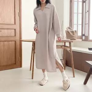 [나야홍]빅사이즈 601 카라V넥옆트임원피스 DNOK536_P414760142