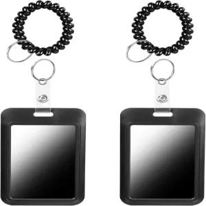 카드 스트랩과 열쇠고리가 있는 손목 코일 ID 배지 홀더 플라스틱 신축성 스프링 나선형 손목밴드 키체인