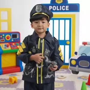 캐스B 경찰관 역할의상 경찰 직업체험 코스프레 모자 연극 소품 옷 장난감 세트 상황극