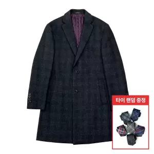 [롯데백화점]맨잇슈트 다크 그레이 울혼방 체크 누빔 안감 체스터 코트 (190) + 타이증정