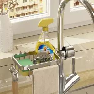 주방 행주 수세미 거치대 실버형 스펀지 받침 선반