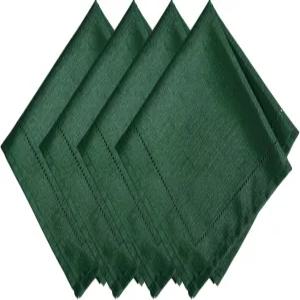 엘렌 홈 패션 앨리슨 아일렛 보더 디자인 천 주름 방지 패브릭 디너 냅킨 4 17인치 x17 세트 포레스트