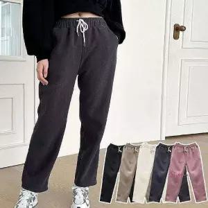 여성용 일자핏 허리밴딩 팬츠 편안한 골덴 트레이닝 바지 츄리닝 외출복abc427