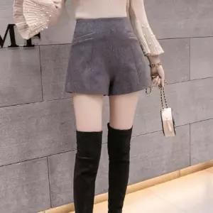 하이웨이스트 모직 겨울 반바지 겨울 핫팬츠 기모 여자팬츠 반바지 하이허리 패츠