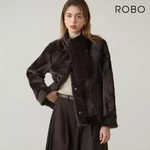 [최초기획가 109만원/ROBO] 스페인 시어링 골지 디테일 무스탕 재킷+머플러