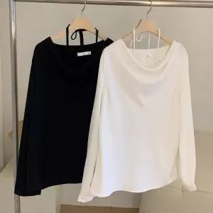 여성 겨울 하객룩 드레이프 홀터넥 이너 나시 블라우스