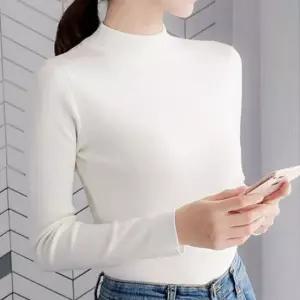 레이디스 일상 나들이하프넥 시즌 환절기 롱셔츠 크루넥티 데일리룩 패션라인 스셔츠