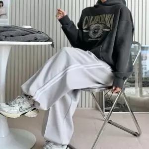 걸스 베이직 옆 두줄라인디테일 포커스 끈 릴랙스핏 패션라인 보텀 걸 캐주얼 트라우저