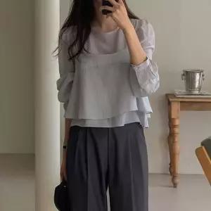 모던코디 레이어드 쉬폰 블라우스 루즈핏 페미닌 데일리탑