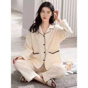 잠옷 파자마 커플잠옷 여성 빅사이즈 수면 긴팔 중년 엄마 긴소매 신혼부부 코튼 순면