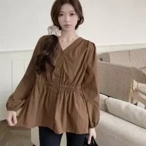 브이칼라데일리룩 밴드라인 셔츠