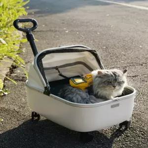 애완동물 고양이 강아지 휴대용 대용량 통기성 좋은 외출용 캠핑용 가벼운 이동장 접이식 강아지포대기 유모차 기능 포함