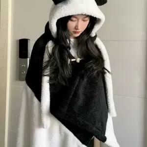 입는담요 판다 후드 겨울 귀여운 담요 집콕 망토