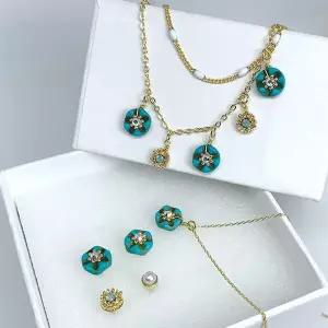 [하프클럽/알티피아](귀걸이+팔찌+목걸이)(핸드메이드) 블루 가든 세트