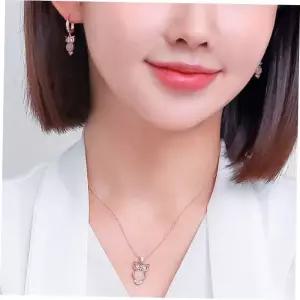 14K 로즈 부엉이 금 목걸이 금침 귀걸이 주얼리 세트
