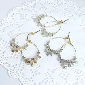 [하프클럽/알티피아](핸드메이드) 비즈조각 라운드링 귀걸이