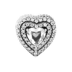 여성 스파클링 레벨드 하트 펜던트 참(799218C01)