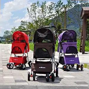 원터치 폴딩 메쉬 4륜 애견 캐리어 고양이 유모차