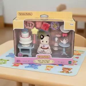 실바니안 패밀리 턱시도 고양이 파티플레이 세트 미니어처 소꿉놀이 케이크 소품 동물 인형