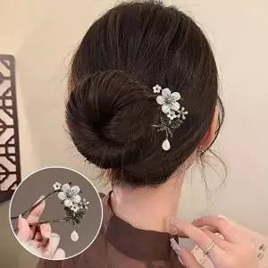 혼주악세사리 올림머리 헤어코사지 플라워 U자 뒤꽂이 비녀