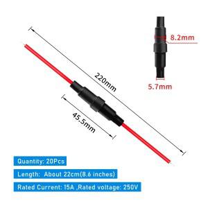 20개 인라인 퓨즈 홀더 나사 유형 AGC 5x20mm 케이블