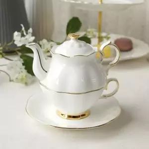 화이트 골드 티포원 티포트 커피잔