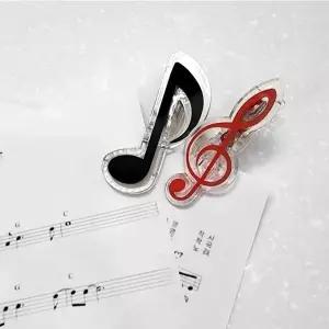 블랙 레드 2컬러 예쁜 음표모양 악보집게 홀더 (WFGP619)