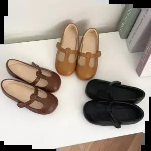 아동 여아 스트랩 슈즈 발이편한 데일리 라운드 플랫슈즈