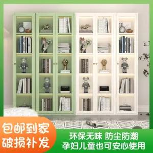 크림 철제 책장 유리문 수납장 거실 장식 방진 수납