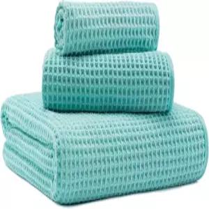 마이크로파이 새로운 마이크로파이버 와플 목욕 타월 3피스 오버사이즈 소프트 흡수성 빠른 건조 보풀 없음