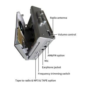 카세트 카팩 테이프 TOMASHI 마이크 MP3 라디오 내장 워크맨 휴대용 플레이어 레코더 헤드폰 변환기 스피커