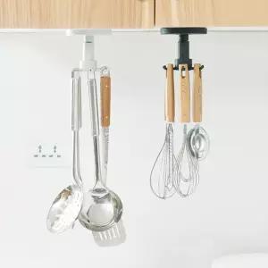 후크행거 천장부착식행주 소형주방정리 주방거실 주방조리도구수납대 주방정리소품 주방걸이선반 주방정리걸이 조리도구 360도회전식 거치대 6P 업체배송 천정부착형 주방걸이