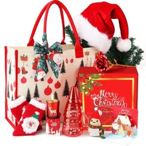 여성 위한 크리스마스 선물 바구니 엄마 아내 여자친구 선물세트 케어 패키지 생일 특별 캔버스 토트백