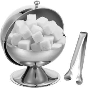 롤탑이 있는 스테인리스 스틸 슈가 볼 4.33인치 통이 구형 캔디 큐브 홀더 병 쿠키 민트 가정용 주방