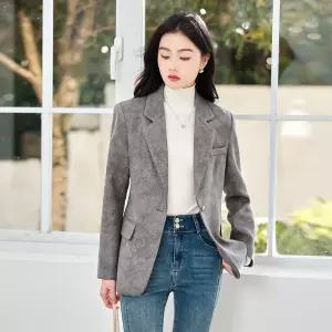 여성자켓 가을겨울 모직 정장코트 프린트 미니 고급 재킷 심쿵빛