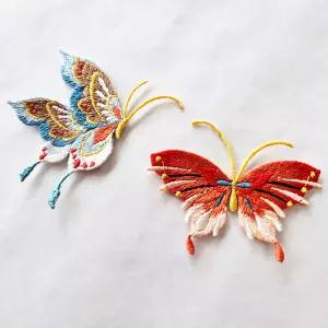 나비 자수 와펜 패치 캐릭터 열접착 열부착 가방 의류 옷 리폼 빈티지 주홍