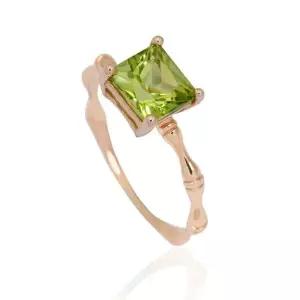 [다미젬]14k 원석 레이어드 반지 추천 천연 페리도트 스퀘어 (S3501656)