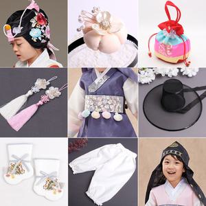 고급 아동한복소품 속치마 여아 머리띠 남아 복건 왕건모 조바위 댕기 한복장신구 악세사리