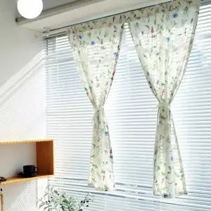 [텐바이텐][모모제작소]푸른정원 북유럽 린넨코튼 가리개커튼 64x128(2장)