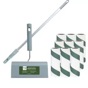 [아임] 돌돌이 테이프클리너 밀대+핸들+리필 90회x10개 세트 사선 먼지제거 테이프 롤크리너찍찍이