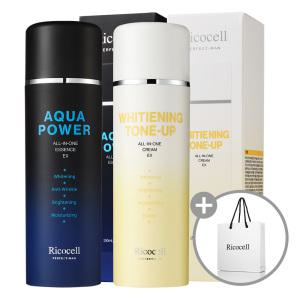 리코셀 퍼펙트 맨 올인원 아쿠아파워 에센스 + 화이트닝 톤업 크림 150ml / 쇼핑백