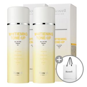 리코셀 퍼펙트 맨 미백 톤업 올인원 크림 150ml 2개 / 매끈 남성화장품 온천수 코튼향 쇼핑백