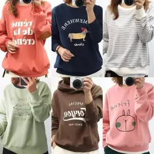 여성 맨투맨 후드 스트라이프 면티 데일리 단가라 꾸안꾸 레이어드 프린팅 스? 레터링 40대 크롭 오버핏 기모 겨울 루즈핏 브이넥 라운드 티 티셔츠