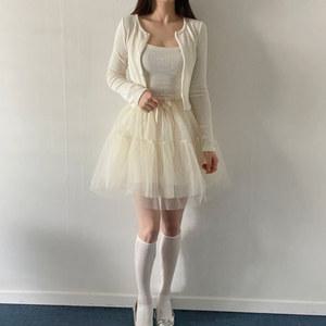 풍성 샤 튜튜 밴딩 쉬폰 캉캉 발레코어 스커트 미들 미니 간절기 국내제작