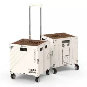 [26년신제품/ 튼튼한 우드상판] 60L 접이식 특대형 폴딩카트 장바구니 캐리어